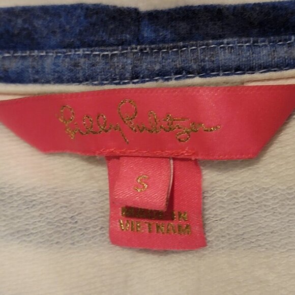 Lilly Pulitzer Captain Popover Bright Navy Positano Stripe Top Size Small - Picture 3 of 12